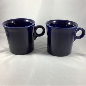 Set 2 Fiesta Cobalt Blue Coffee Cups Mugs Homer